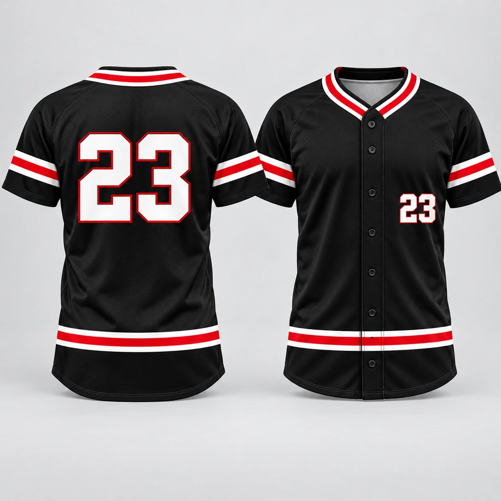 black-baseball-jersey Baseball away uniform featuring a coordinated baseball jersey and matching pants.