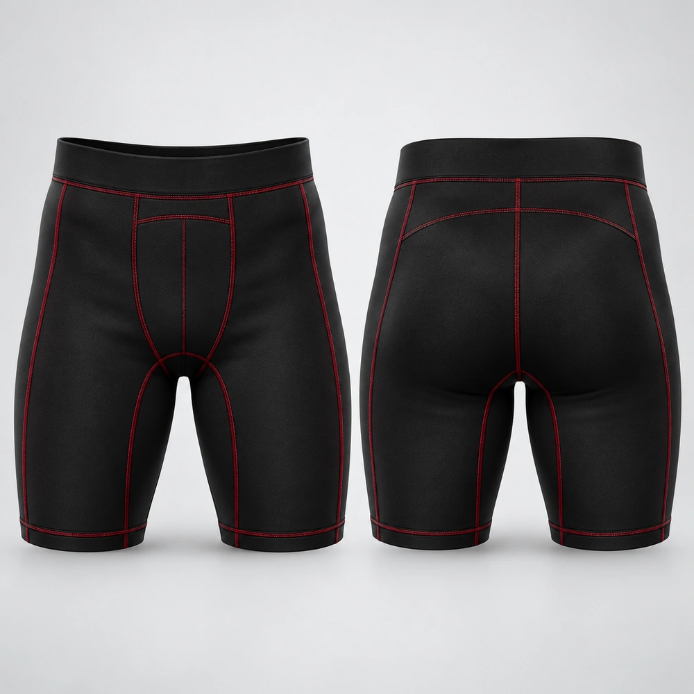 black-compression-shorts Compression shorts featuring a fitted athletic silhouette and an elasticated waistband.