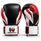 Boxing gloves featuring padded knuckles, a curved fist design and wrist closures.