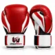 Boxing gloves featuring padded knuckles, a curved fist design and wrist closures.