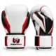 Boxing gloves featuring padded knuckles, a curved fist design and wrist closures.