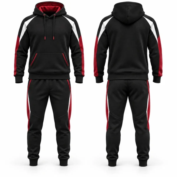 Matching jogger suit featuring a coordinated top and tapered jogger trousers.