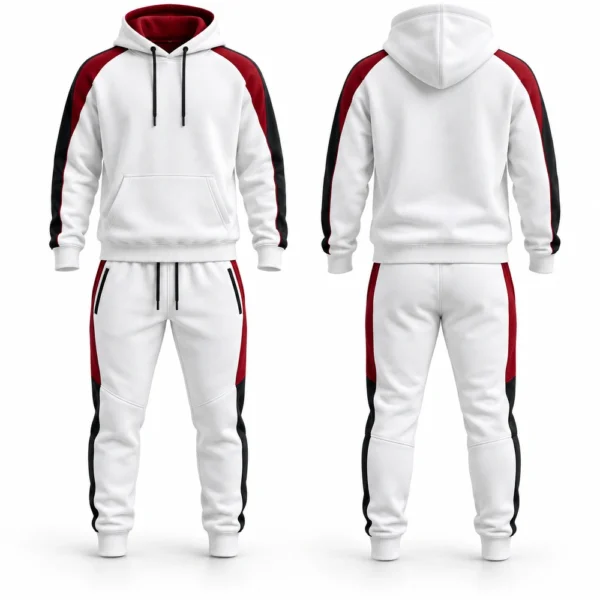 Matching jogger suit featuring a coordinated top and tapered jogger trousers.