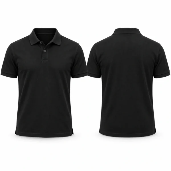 Polo shirt featuring a fold-over collar, button placket and short sleeves.