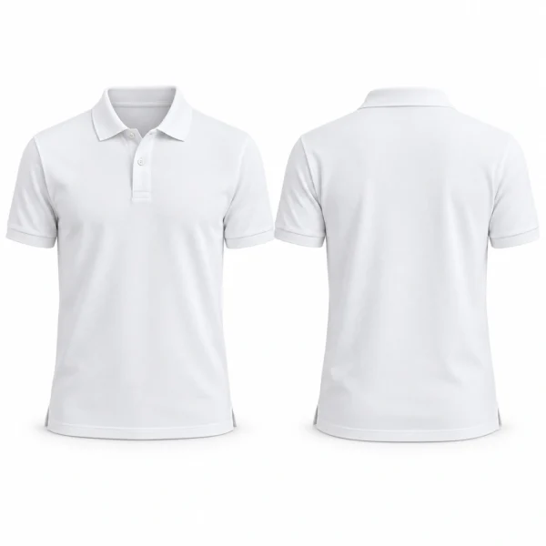 Polo shirt featuring a fold-over collar, button placket and short sleeves.