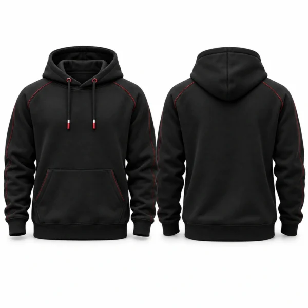 Pullover hoodie featuring an attached hood, front kangaroo pocket and ribbed cuffs.