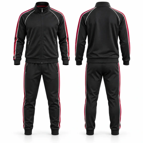 Matching tracksuit featuring a coordinated jacket and trousers.