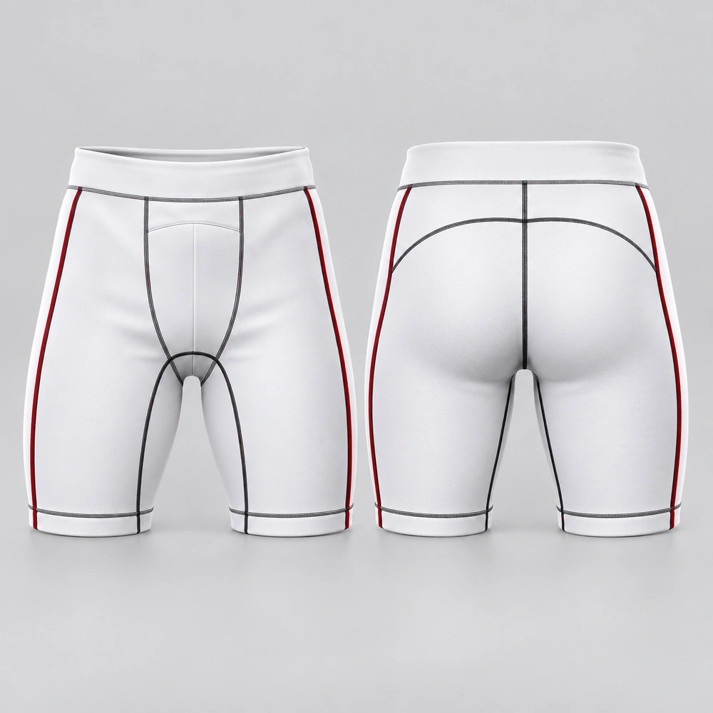 white-compression-shorts Compression shorts featuring a fitted athletic silhouette and an elasticated waistband.