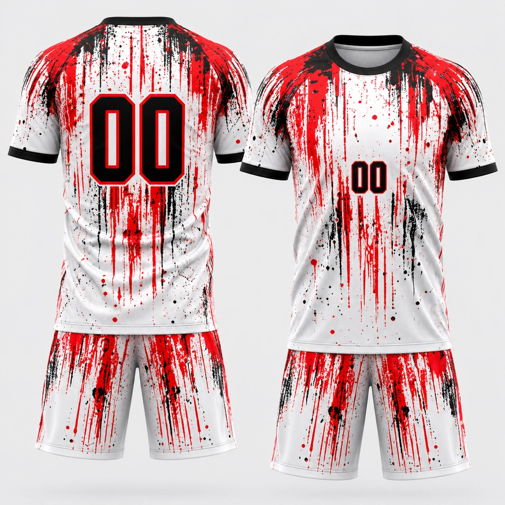 white-football-uniform Football home uniform featuring a short-sleeve jersey and matching football shorts.