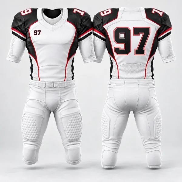 Rugby home uniform featuring a match jersey and coordinated rugby shorts.