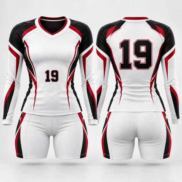 Volleyball home uniform featuring a team jersey and matching volleyball shorts.
