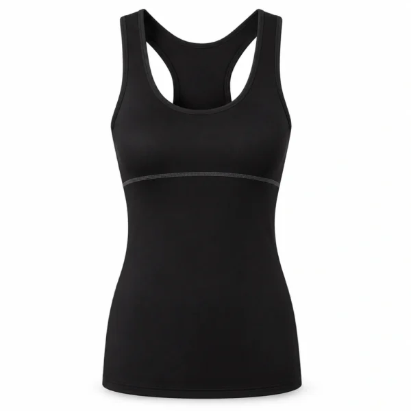 Women's tank top featuring a sleeveless design, fitted silhouette and scoop neckline.